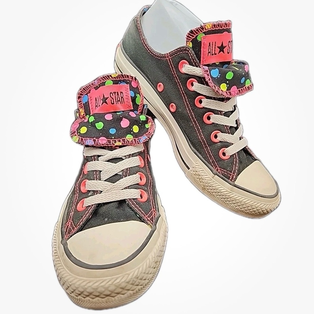 Converse All-Star, neon double tongue, low top sneakers, women women’s size 7